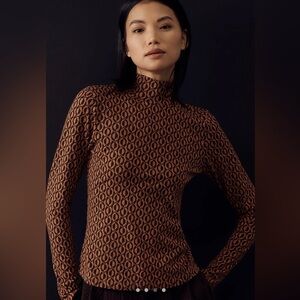 ANTHROPOLOGIE The Hailey Printed Turtleneck by Maeve (S)